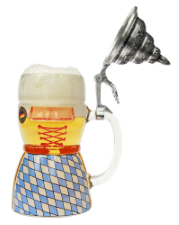 Perfect your beer drinking experience with this 0.5 liter dirndl glass beer stein Glass Beer Stein with Pewter Lid